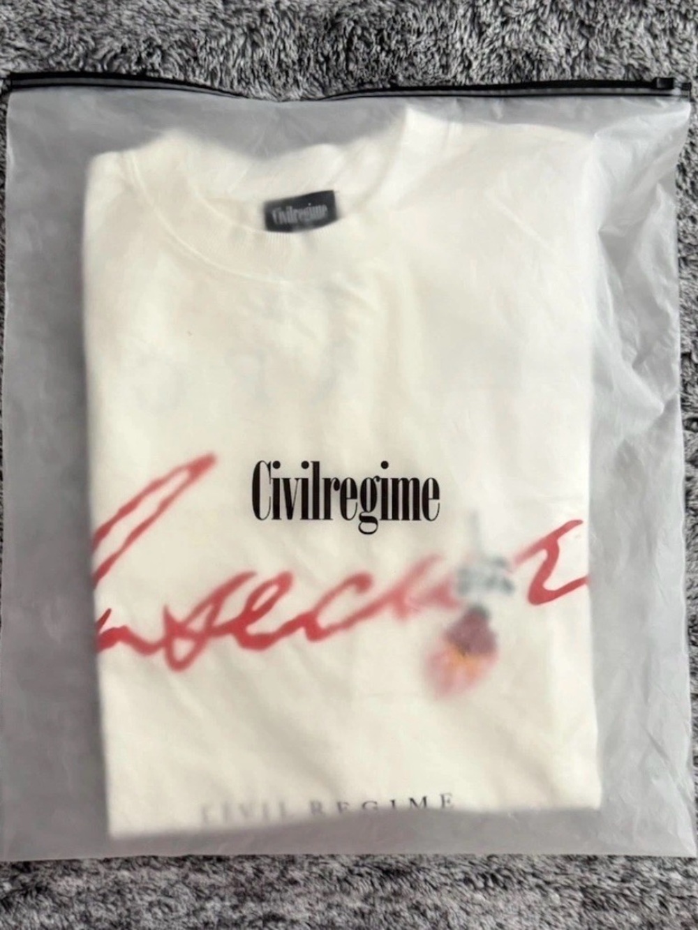 Civil Regime Limited Release Men’s "Insecure" White Graphic T-Shirt, Size L - Picture 5 of 5